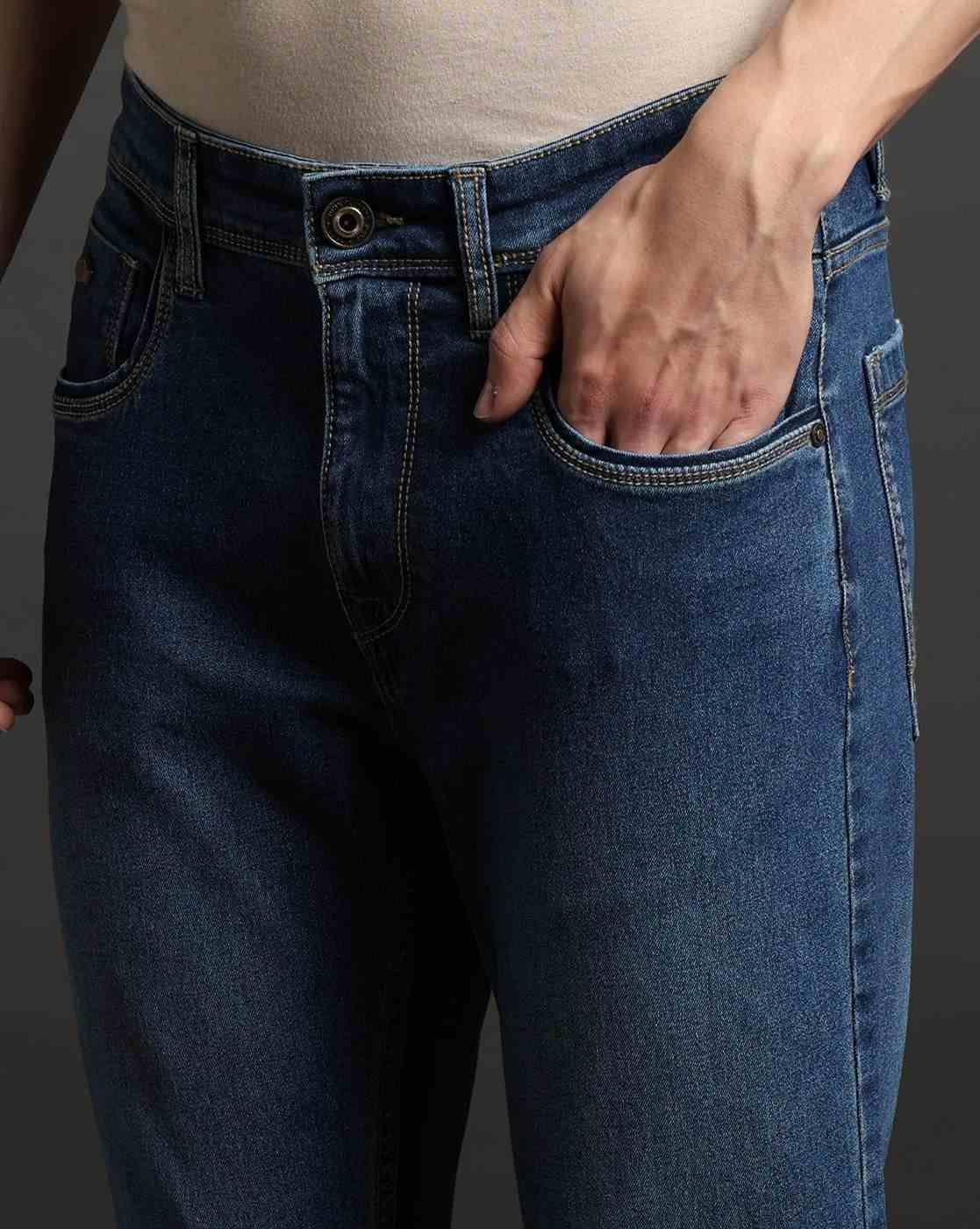JOHN PLAYERS JEANS | Men Mid-Wash Skinny Fit Cropped Jeans|5