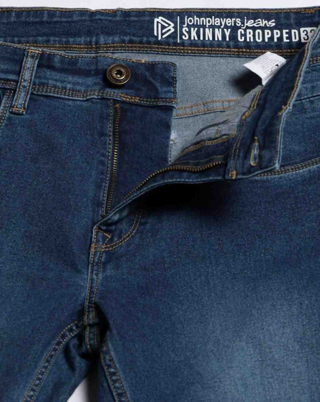 JOHN PLAYERS JEANS | Men Mid-Wash Skinny Fit Cropped Jeans|6