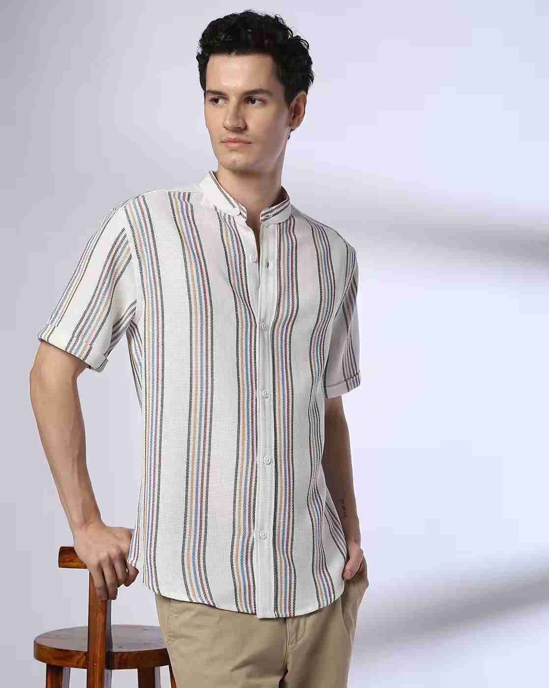 Men Striped Relaxed Fit Cotton Shirt