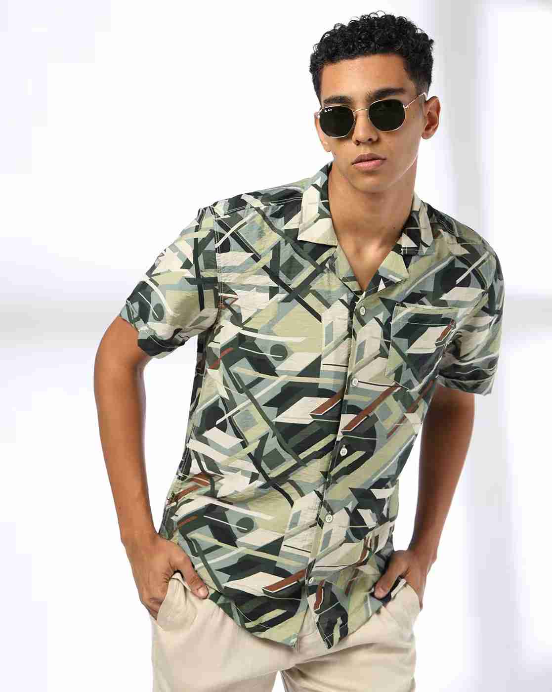 JOHN PLAYERS JEANS | Men Geometric Print Relaxed Fit Shirt|0