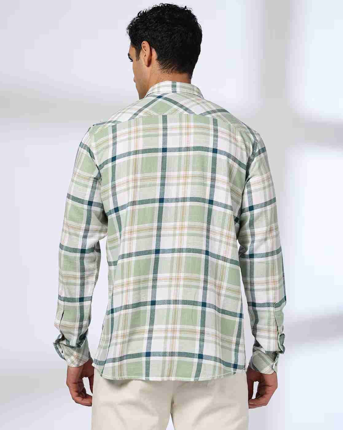 JOHN PLAYERS JEANS | Men Checked Slim Fit Cotton Shirt|2