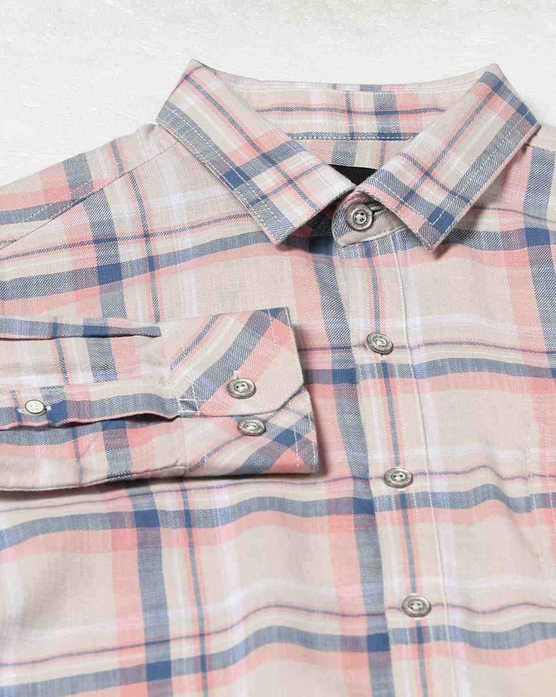 JOHN PLAYERS JEANS | Men Checked Slim Fit Shirt with Patch Pocket|1