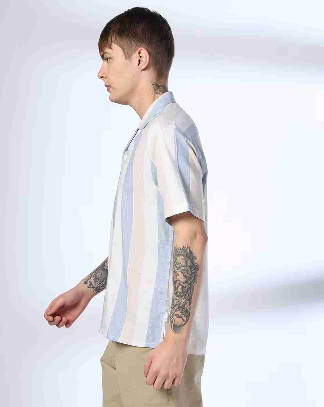 JOHN PLAYERS JEANS | Men Striped Relaxed Fit Cotton Shirt|1