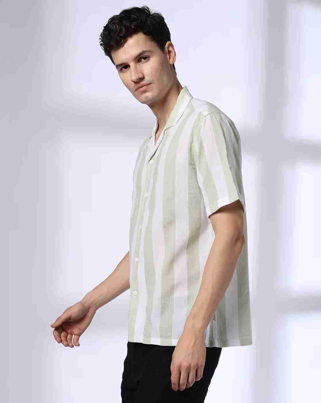 JOHN PLAYERS JEANS | Men Striped Relaxed Fit Cotton Shirt|1