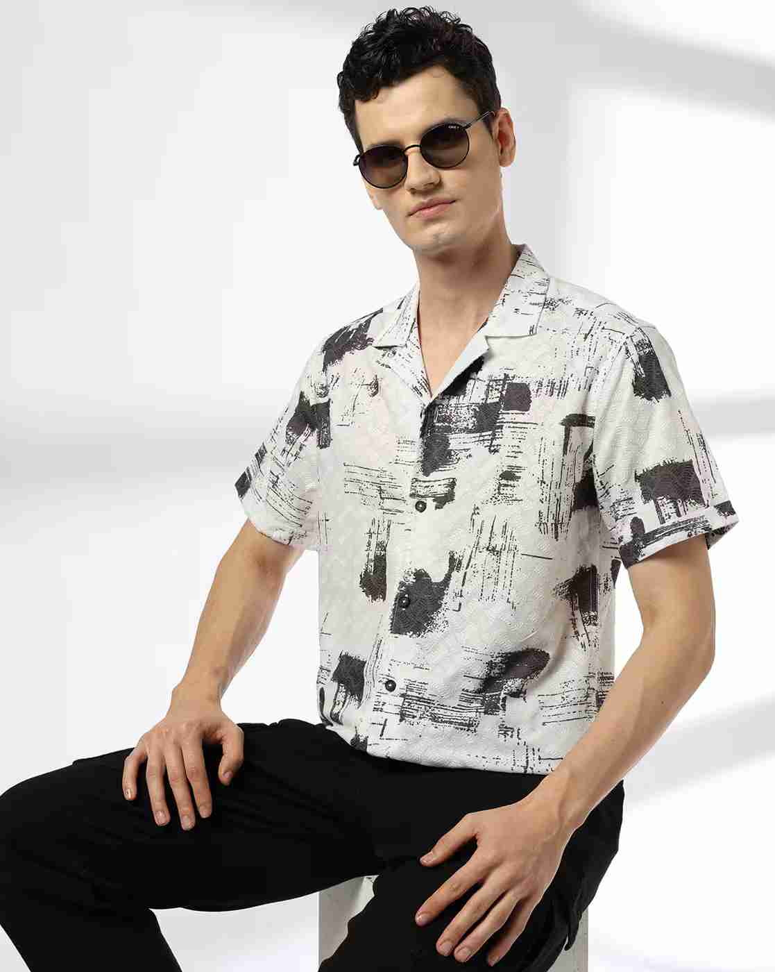 JOHN PLAYERS JEANS | Men Printed Relaxed Fit Shirt|0
