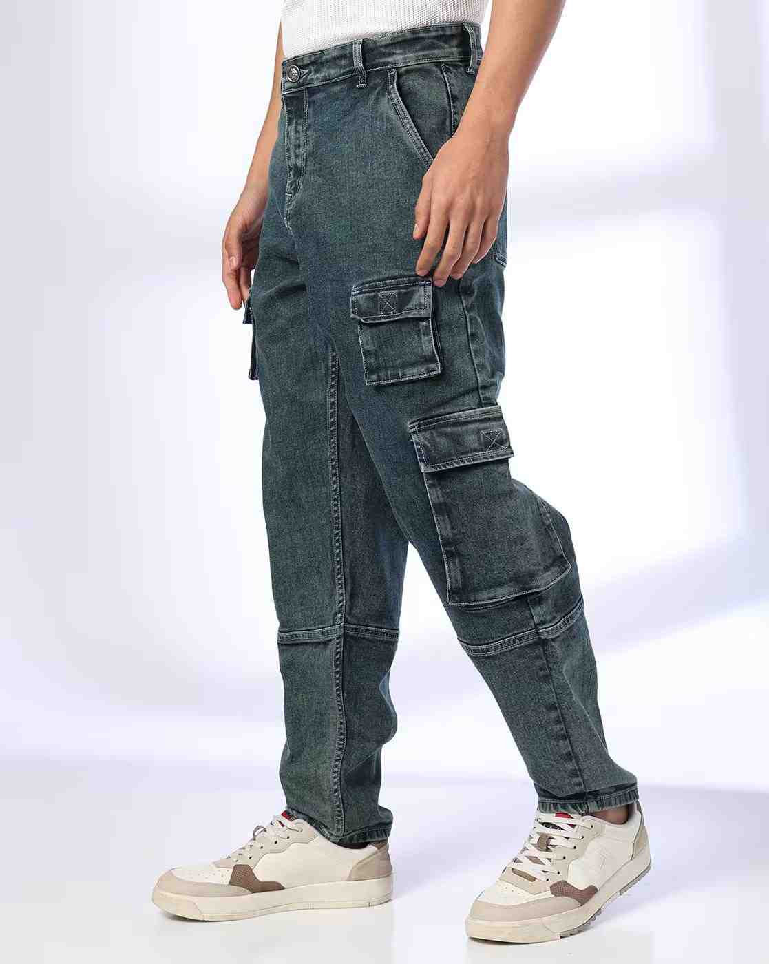 JOHN PLAYERS JEANS | Men Lightly Washed Cargo Pants
