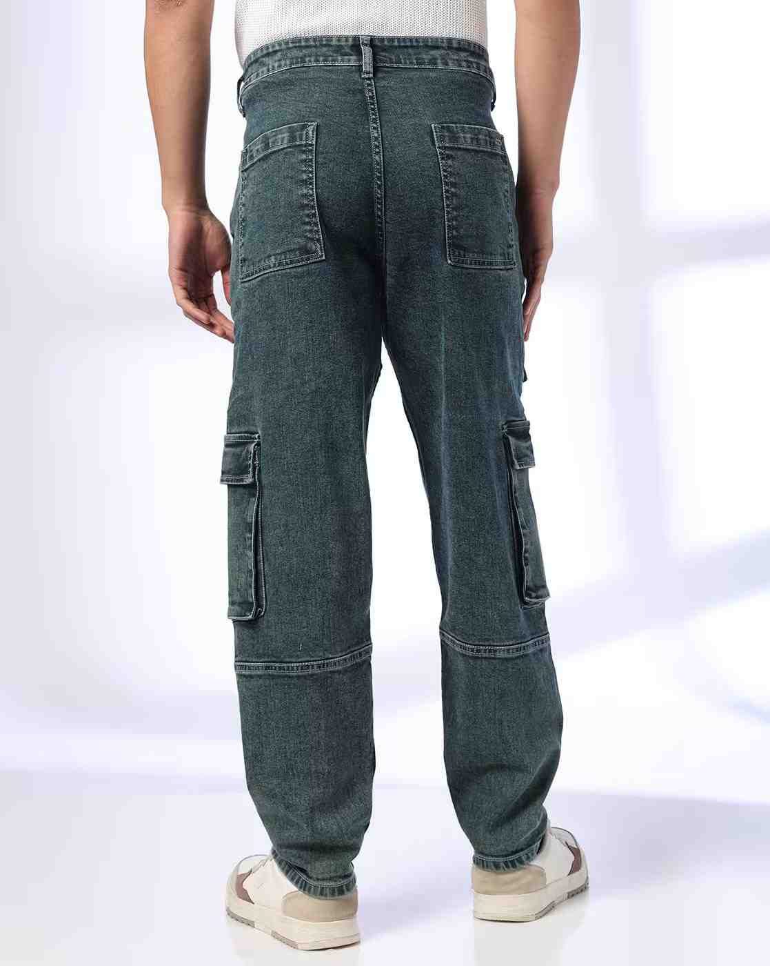 JOHN PLAYERS JEANS | Men Lightly Washed Cargo Pants|2
