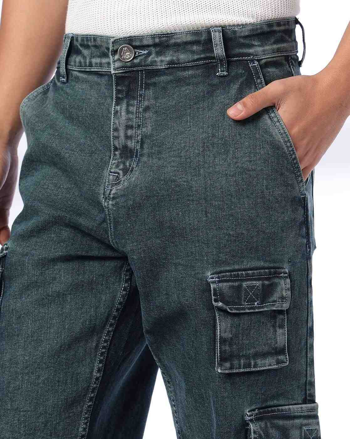JOHN PLAYERS JEANS | Men Lightly Washed Cargo Pants|3