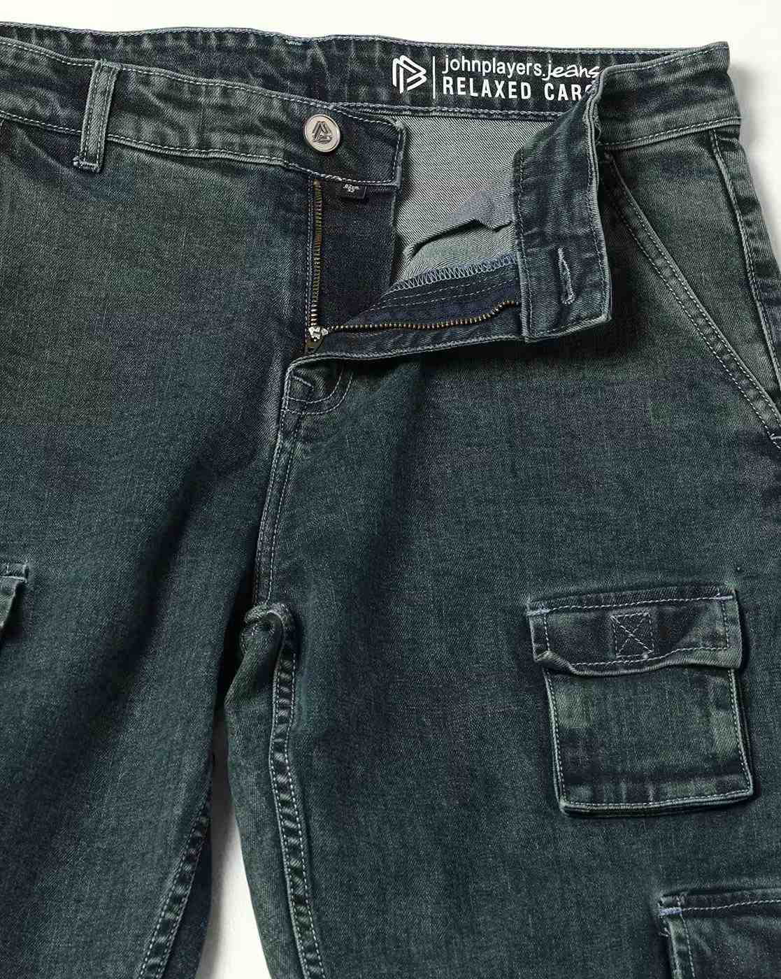 JOHN PLAYERS JEANS | Men Lightly Washed Cargo Pants|4