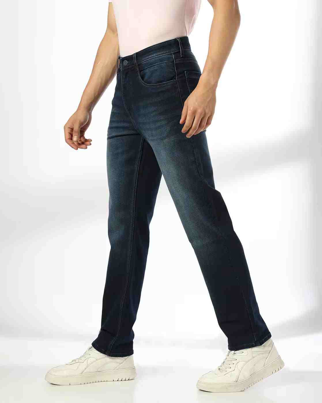 JOHN PLAYERS JEANS | Men Heavily Washed Straight Fit Jeans