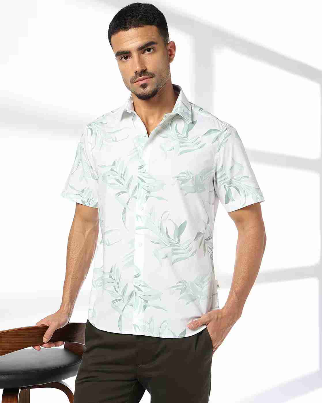 JOHN PLAYERS JEANS | Men Leaf Print Relaxed Fit Shirt|0