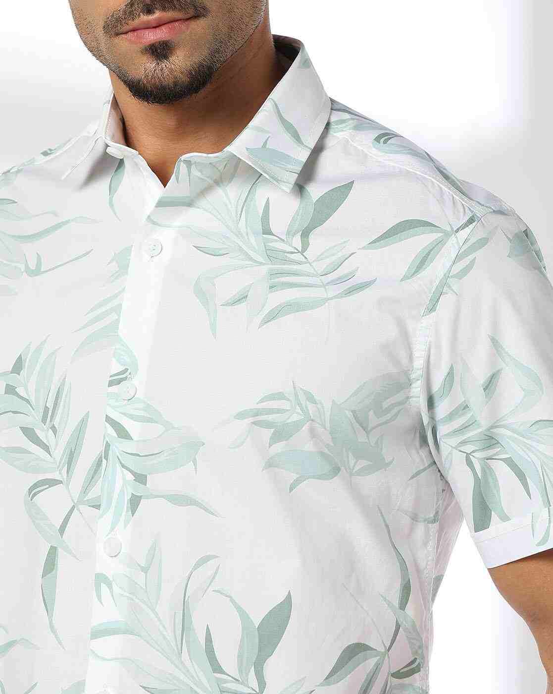 JOHN PLAYERS JEANS | Men Leaf Print Relaxed Fit Shirt|4