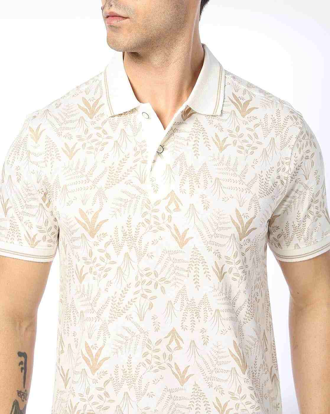 JOHN PLAYERS JEANS | Men Leaf Print Slim Fit Polo T-Shirt|3
