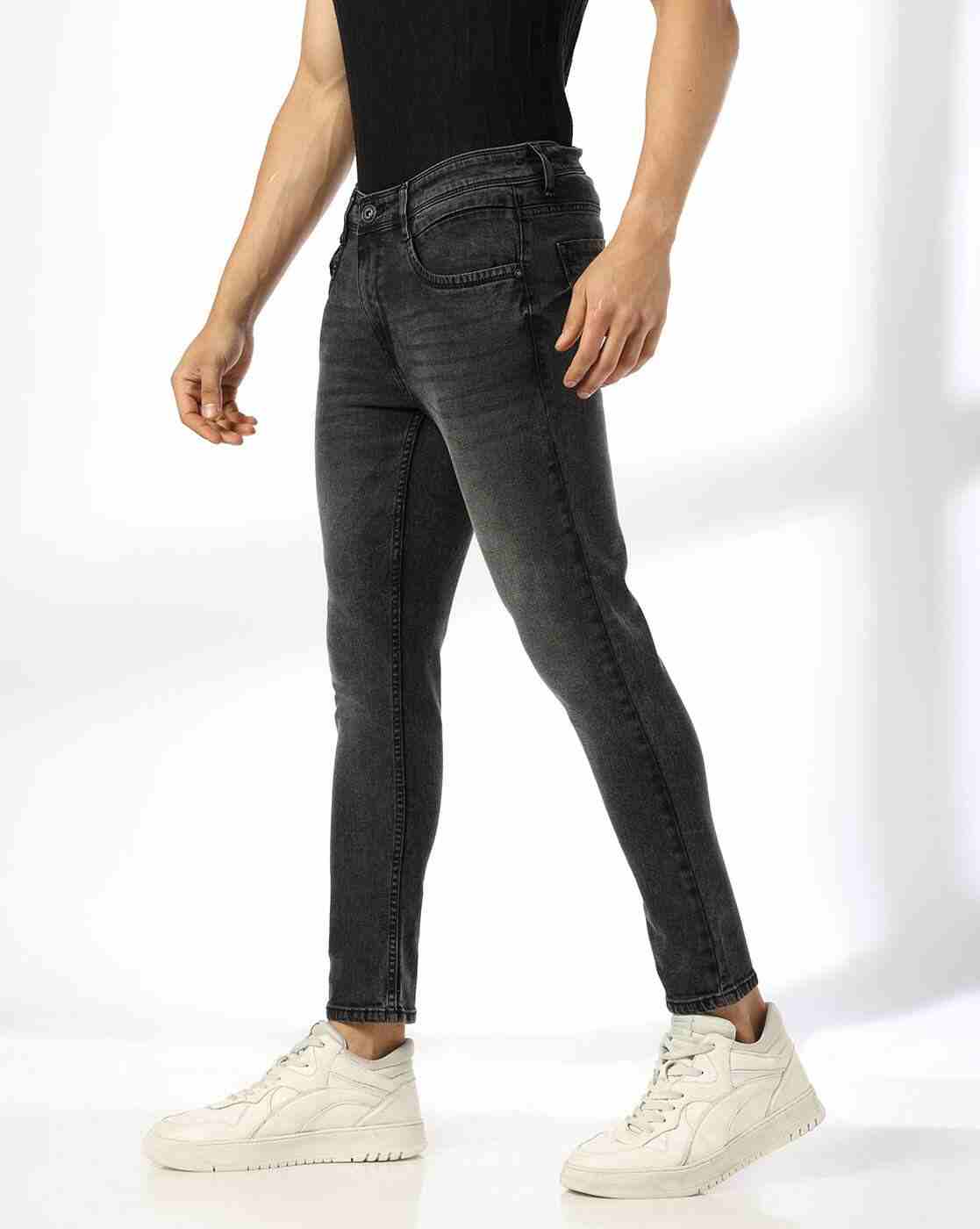 JOHN PLAYERS JEANS | Men Mid-Wash Skinny Fit Cropped Jeans|1