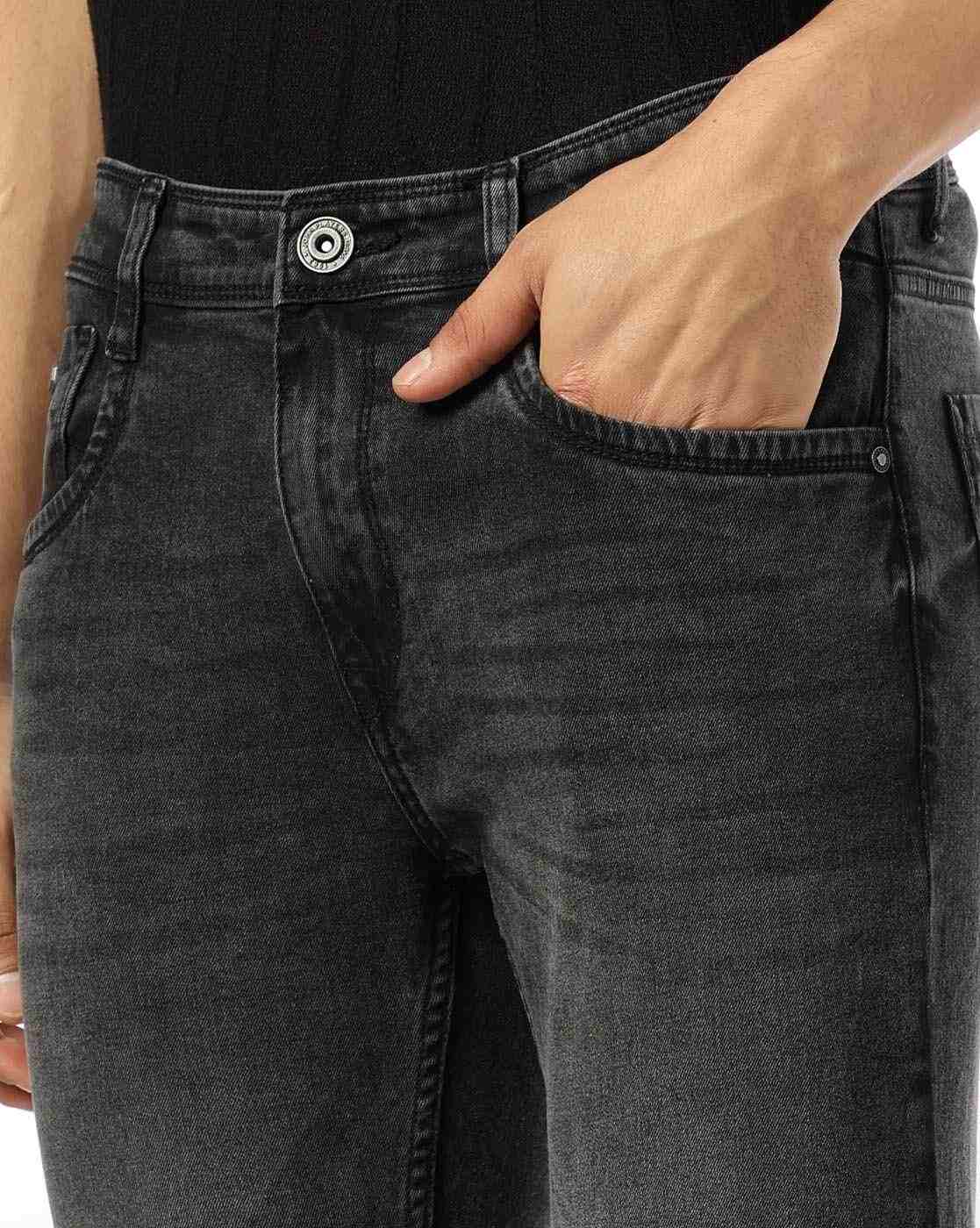 JOHN PLAYERS JEANS | Men Mid-Wash Skinny Fit Cropped Jeans|3