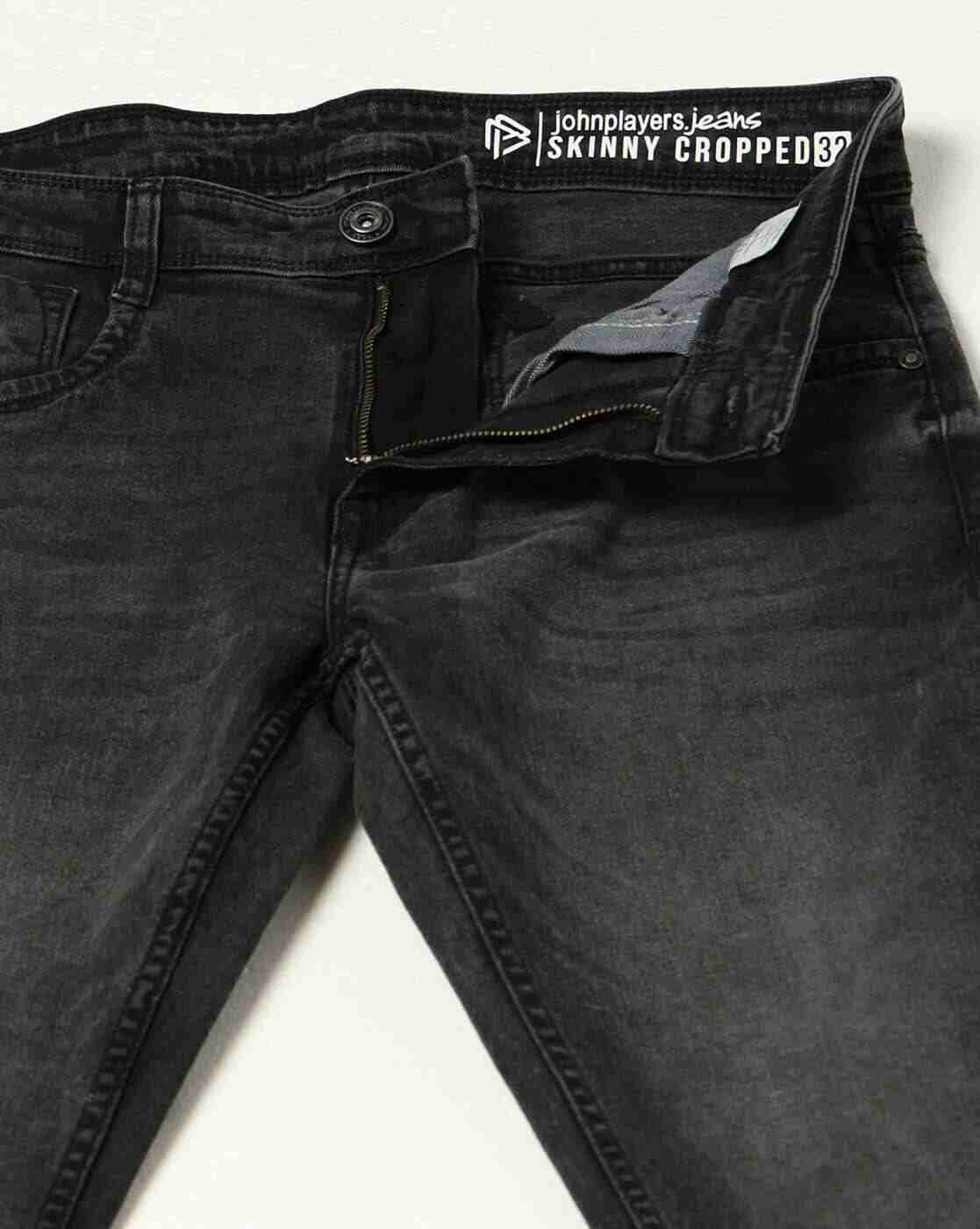 JOHN PLAYERS JEANS | Men Mid-Wash Skinny Fit Cropped Jeans|4