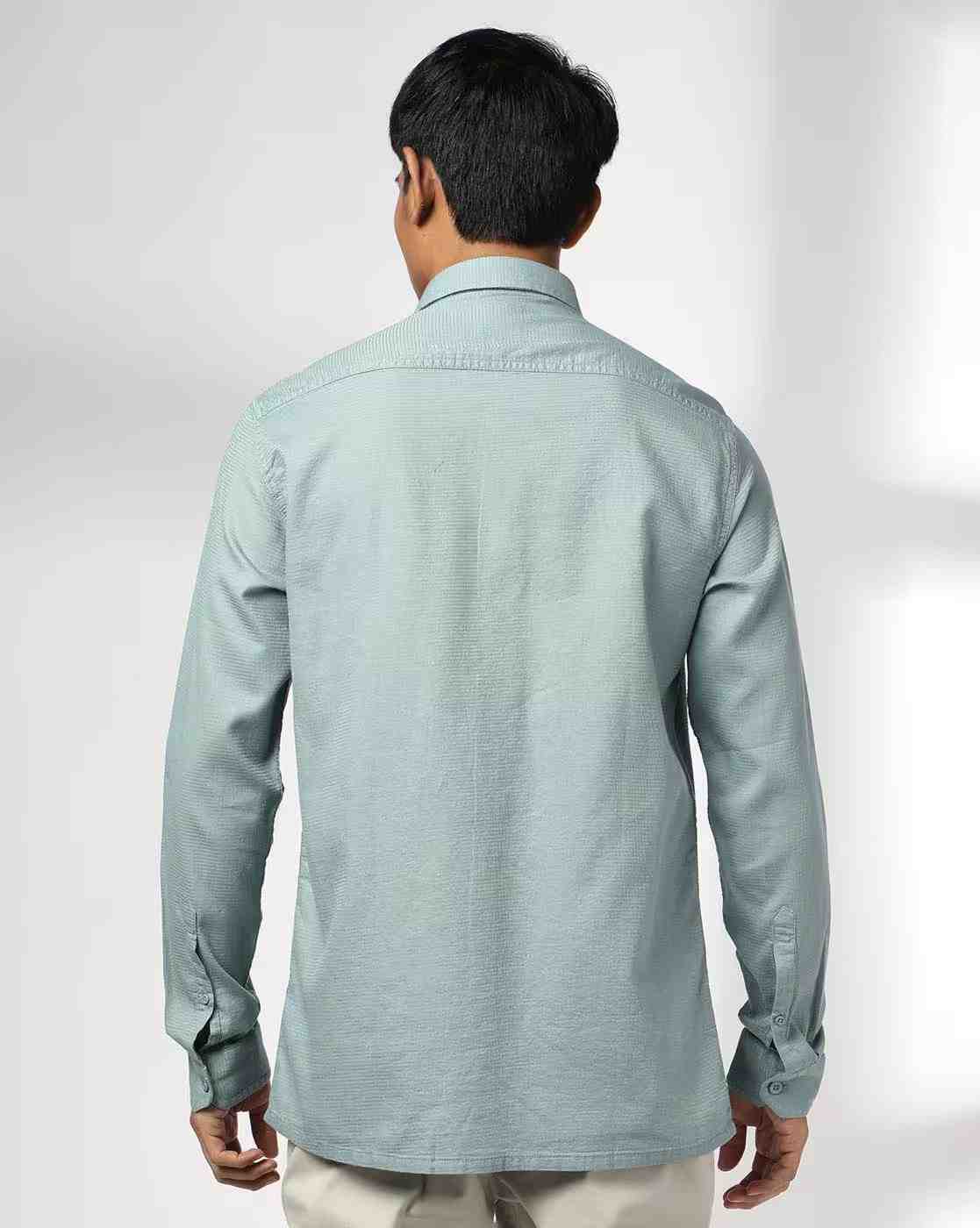 JOHN PLAYERS JEANS | Men Self-Striped Slim Fit Shirt|2