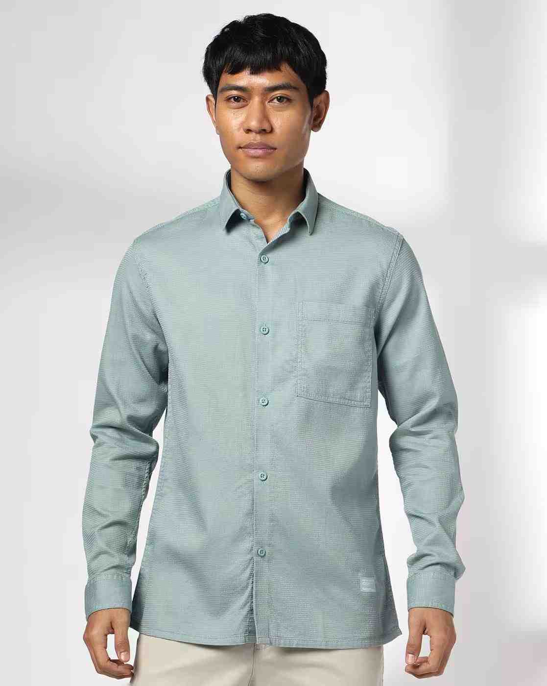 JOHN PLAYERS JEANS | Men Self-Striped Slim Fit Shirt|3