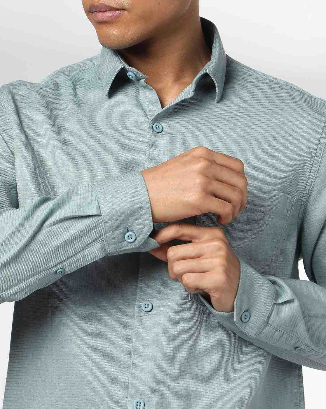 JOHN PLAYERS JEANS | Men Self-Striped Slim Fit Shirt|4