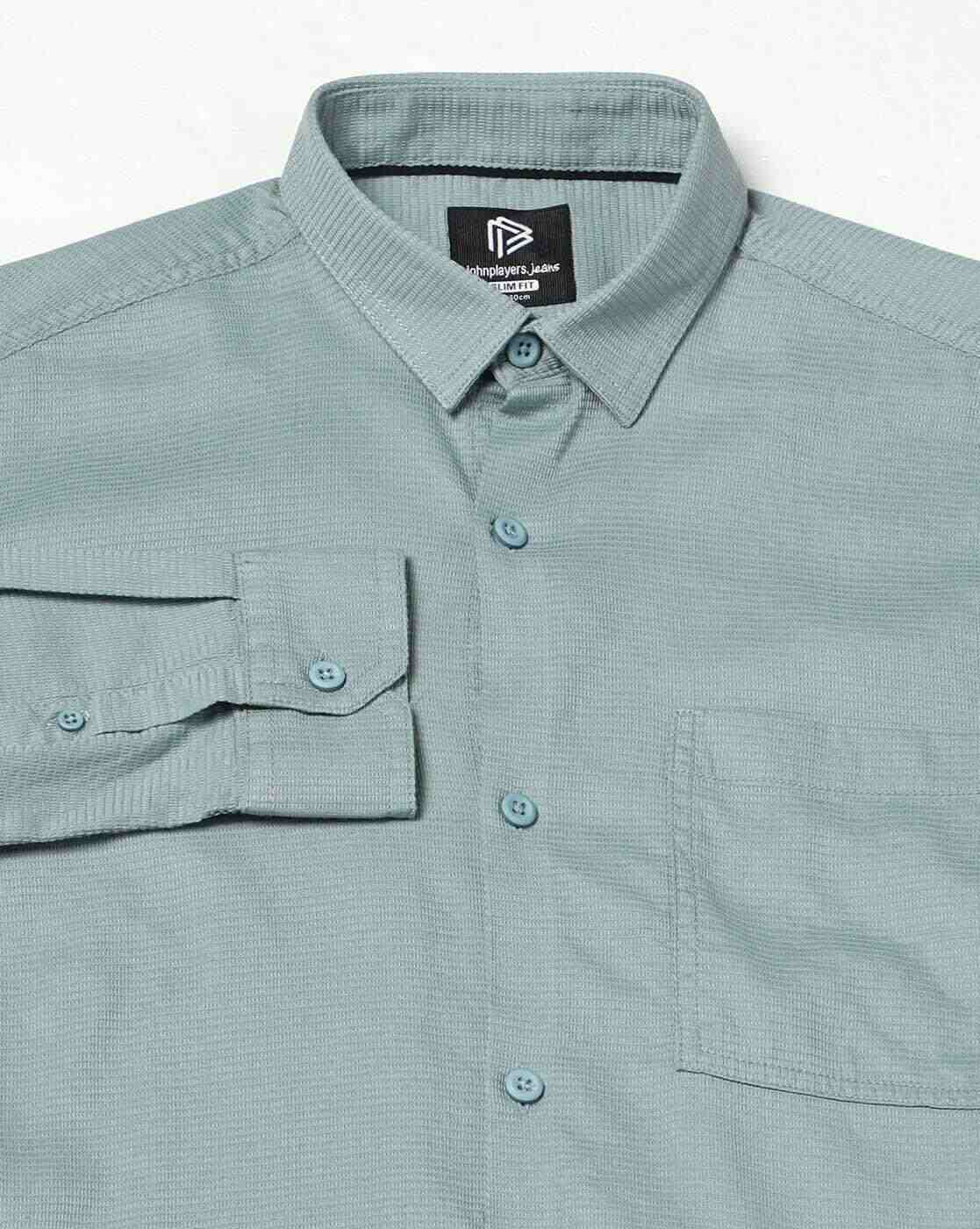 JOHN PLAYERS JEANS | Men Self-Striped Slim Fit Shirt|5