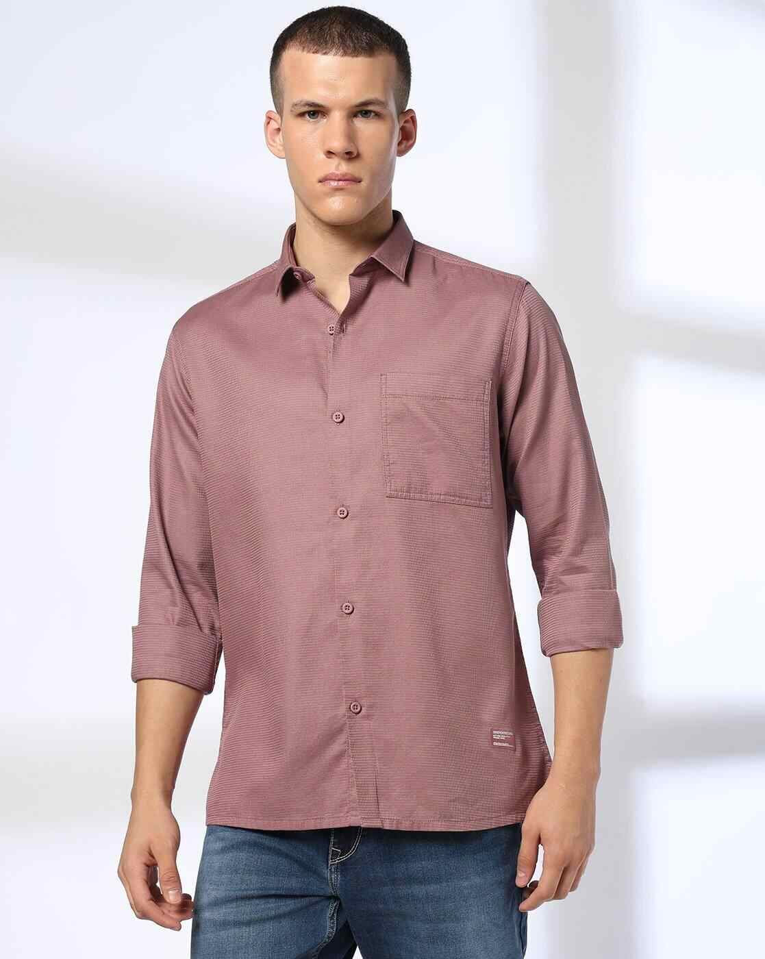Men Self-Striped Slim Fit Shirt