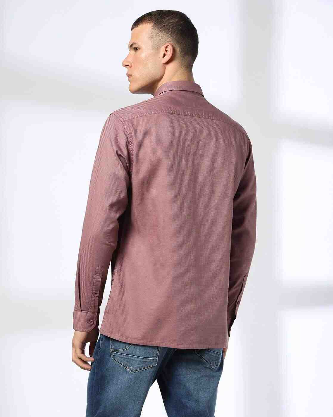 JOHN PLAYERS JEANS | Men Self-Striped Slim Fit Shirt|2