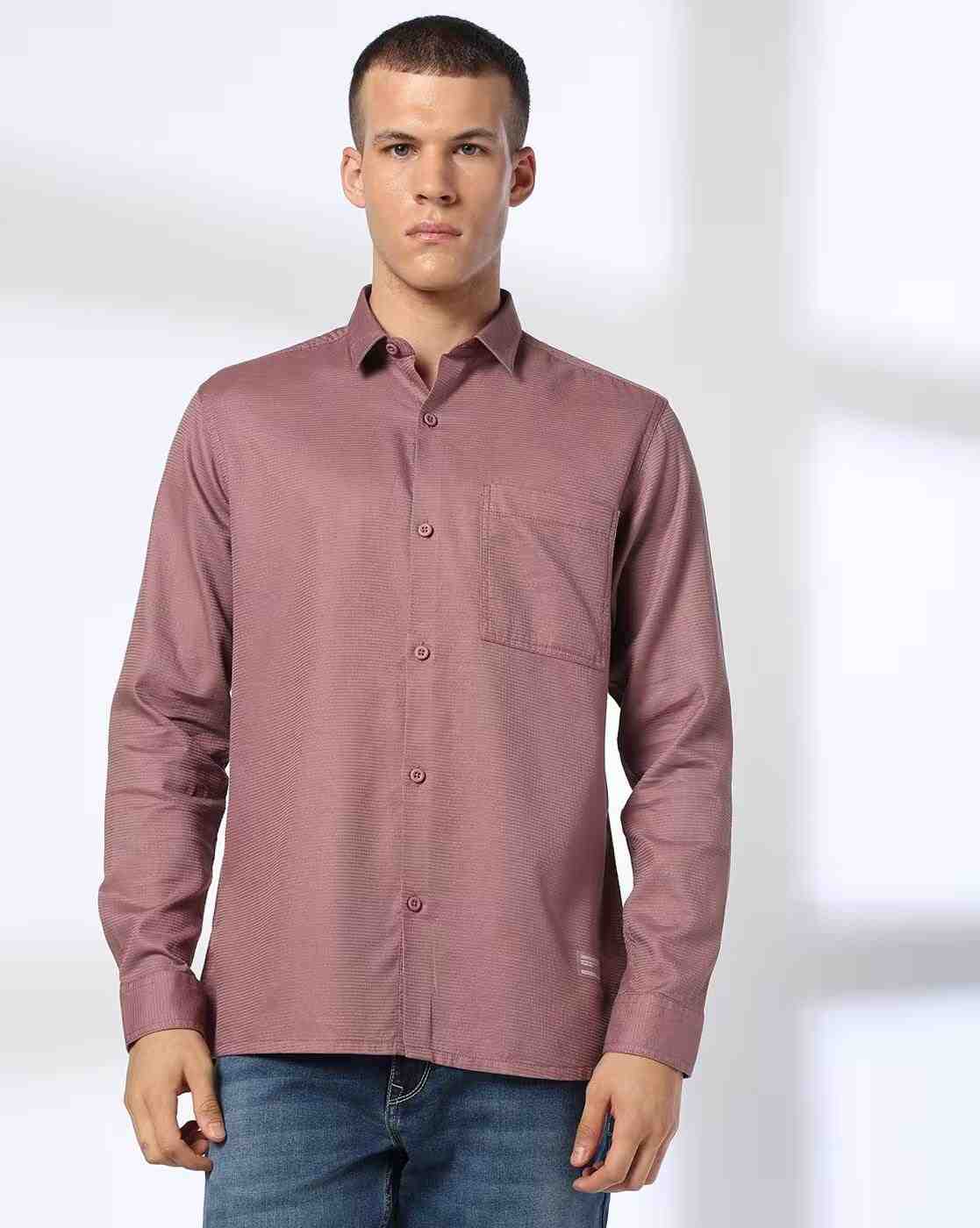 JOHN PLAYERS JEANS | Men Self-Striped Slim Fit Shirt|3