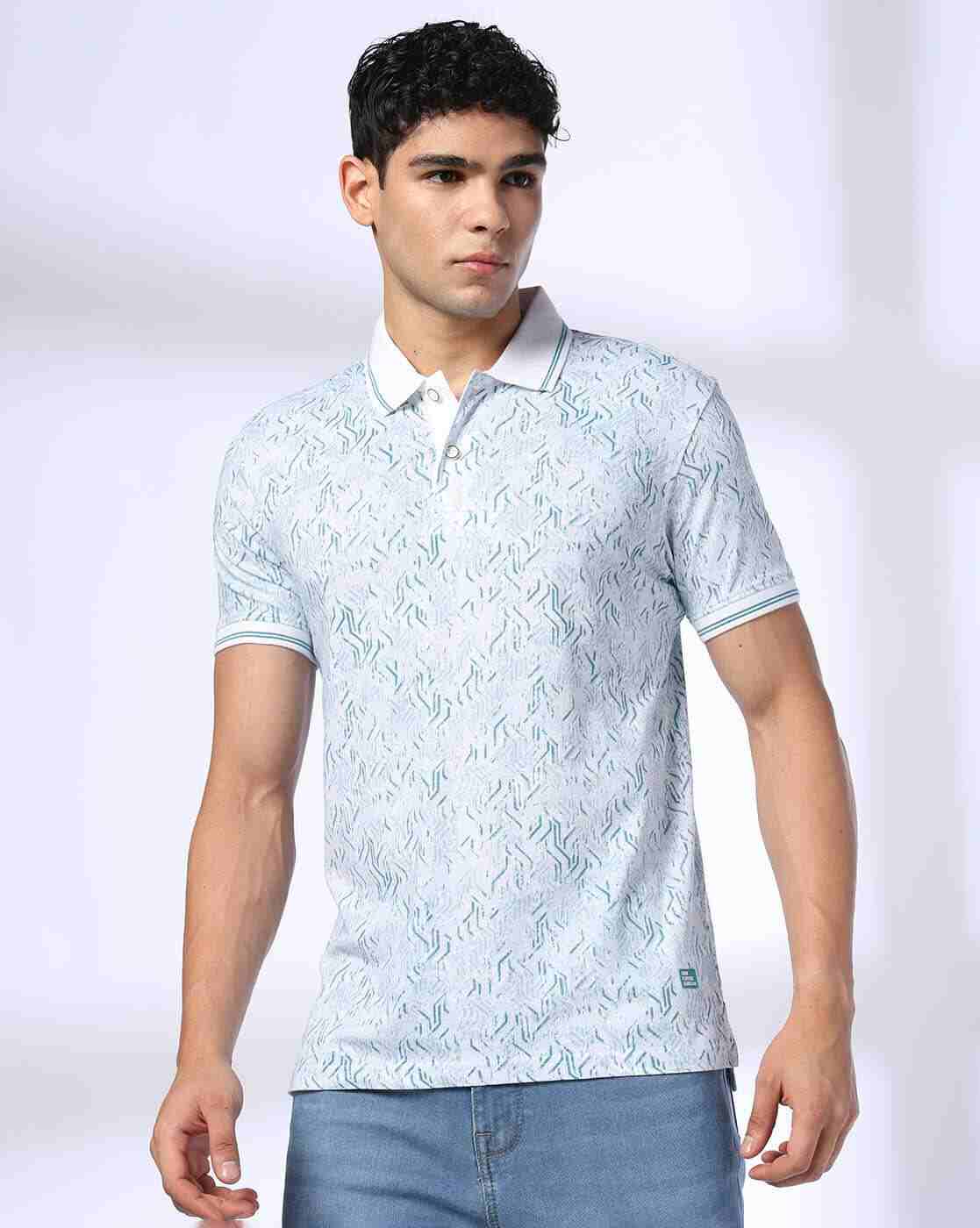 JOHN PLAYERS JEANS | Men Printed Slim Fit Polo T-Shirt|0