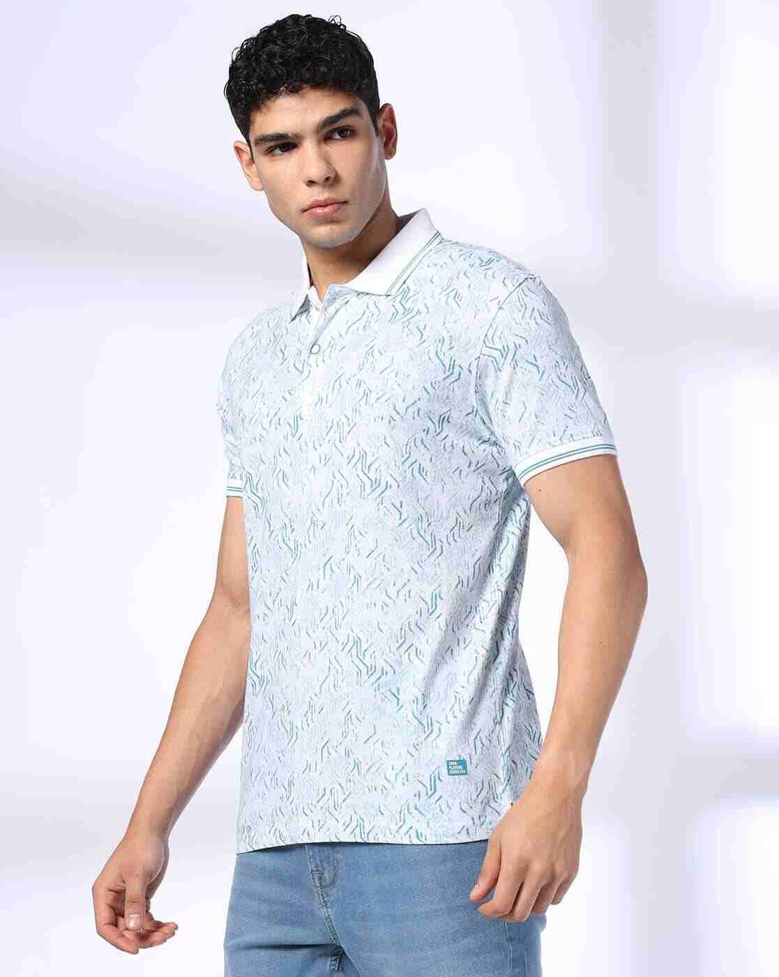 JOHN PLAYERS JEANS | Men Printed Slim Fit Polo T-Shirt|1