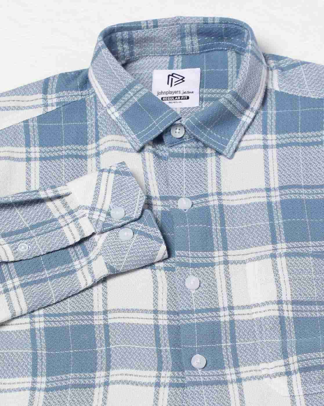 JOHN PLAYERS JEANS | Men Checked Slim Fit Shirt with Patch Pocket|6