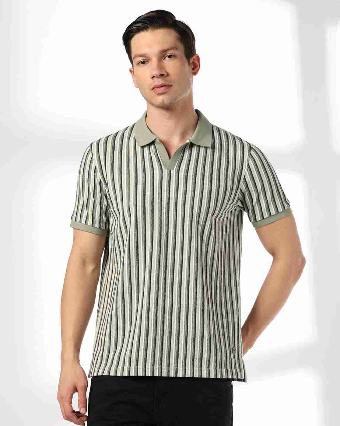 Men Striped Slim Fit Polo T-Shirt