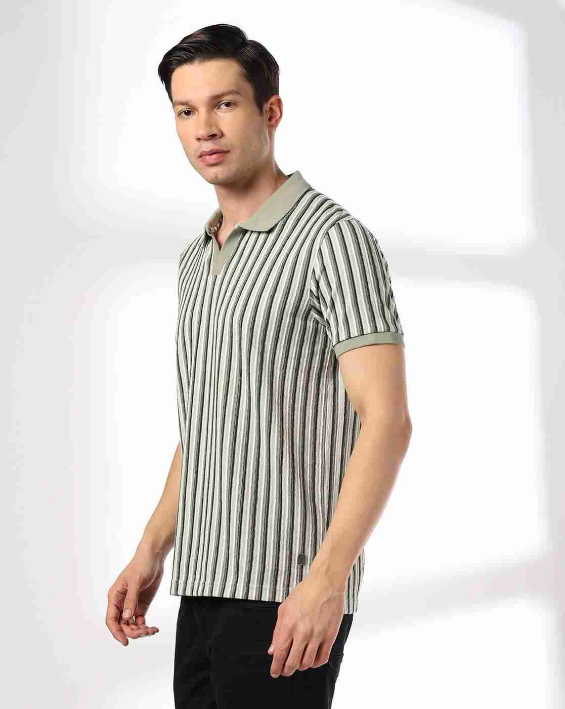 JOHN PLAYERS JEANS | Men Striped Slim Fit Polo T-Shirt