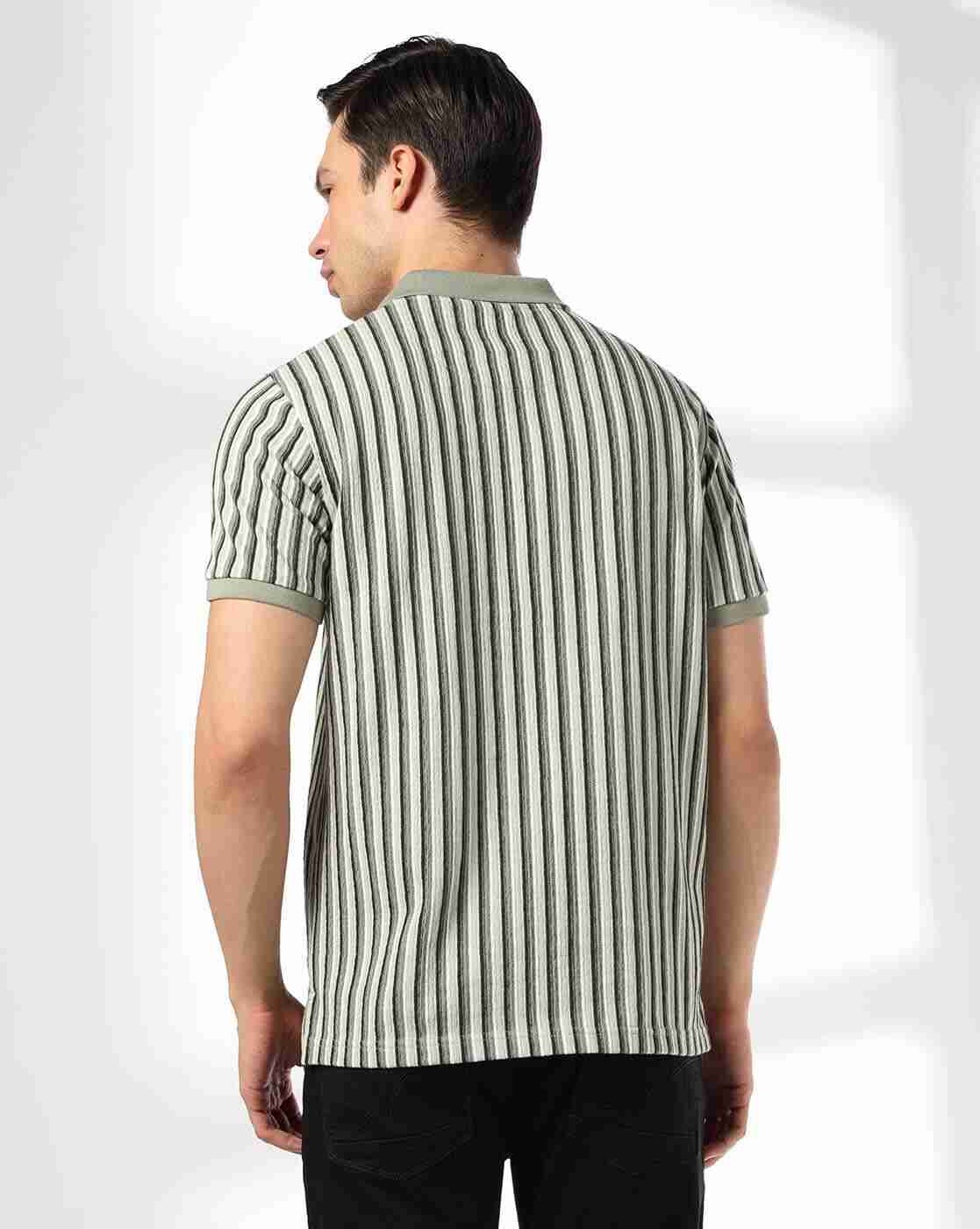 JOHN PLAYERS JEANS | Men Striped Slim Fit Polo T-Shirt|2