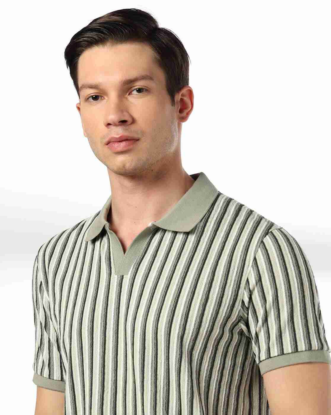 JOHN PLAYERS JEANS | Men Striped Slim Fit Polo T-Shirt|3