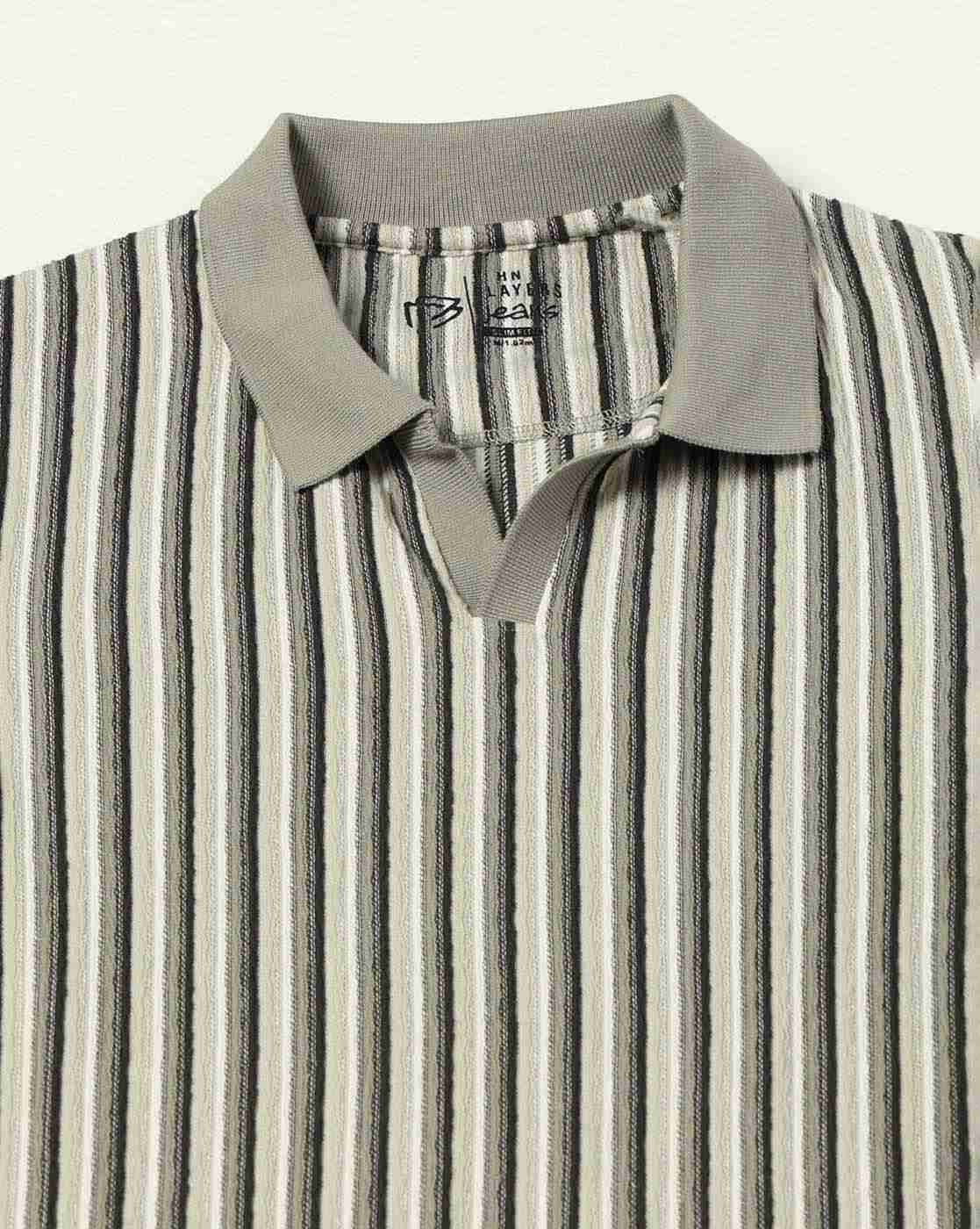 JOHN PLAYERS JEANS | Men Striped Slim Fit Polo T-Shirt|4