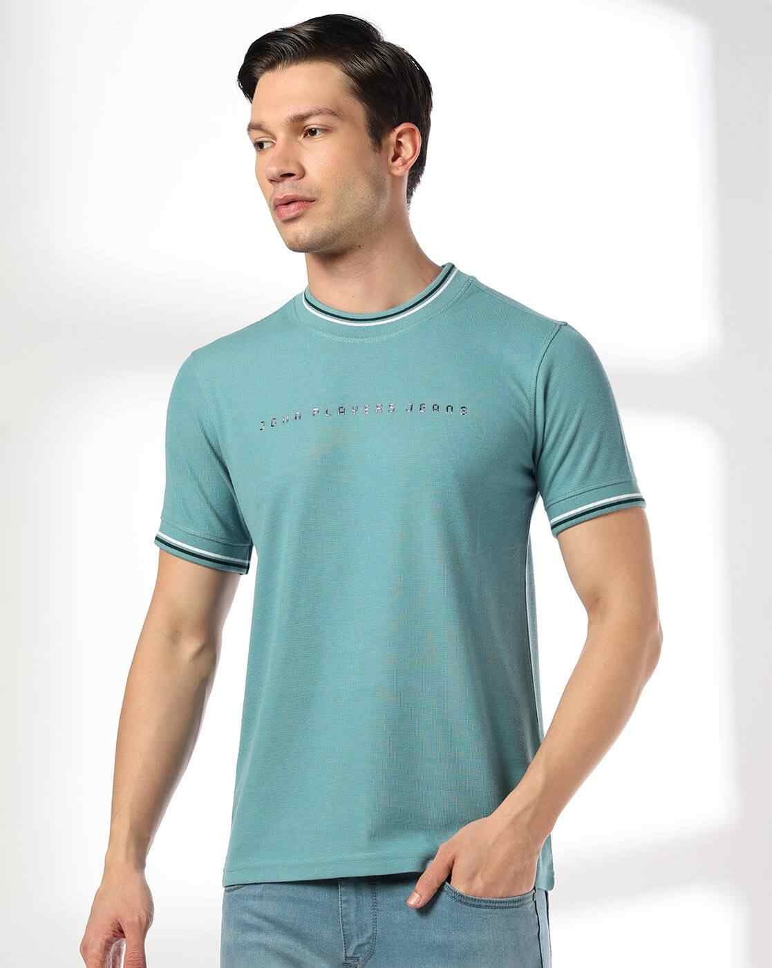 JOHN PLAYERS JEANS | Men Brand Print Slim Fit Crew-Neck T-Shirt|0