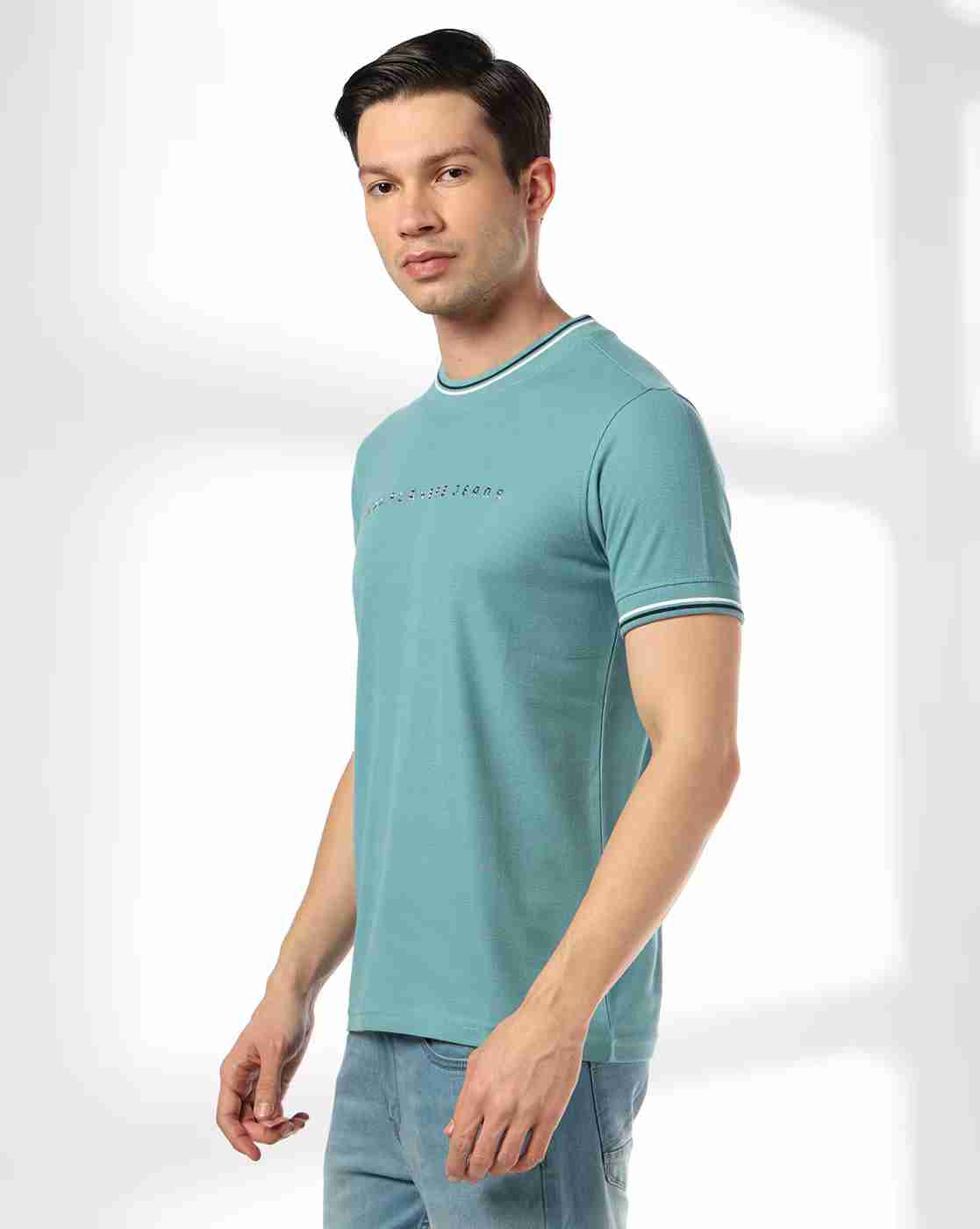 JOHN PLAYERS JEANS | Men Brand Print Slim Fit Crew-Neck T-Shirt|1
