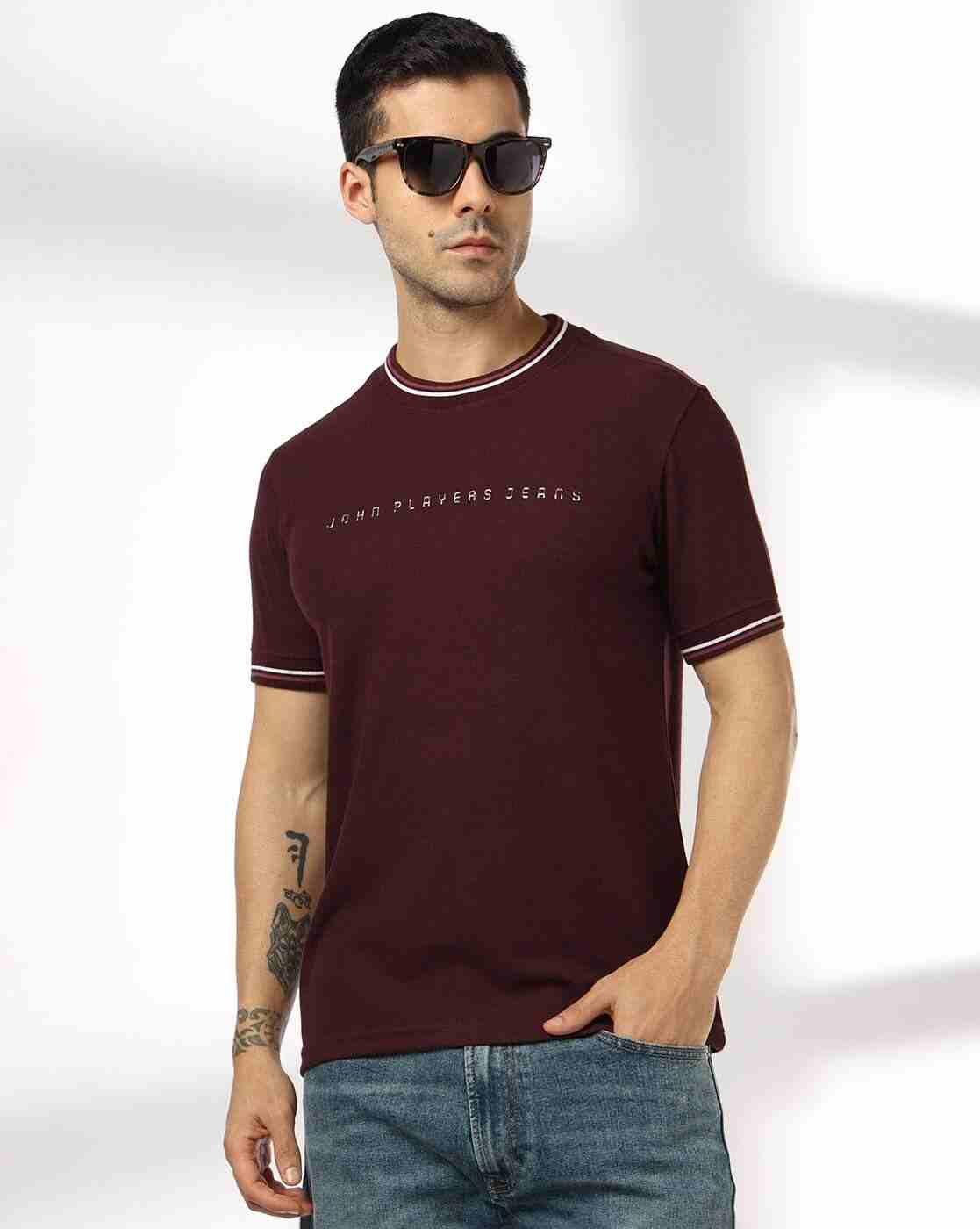 Men Brand Print Slim Fit Crew-Neck T-Shirt