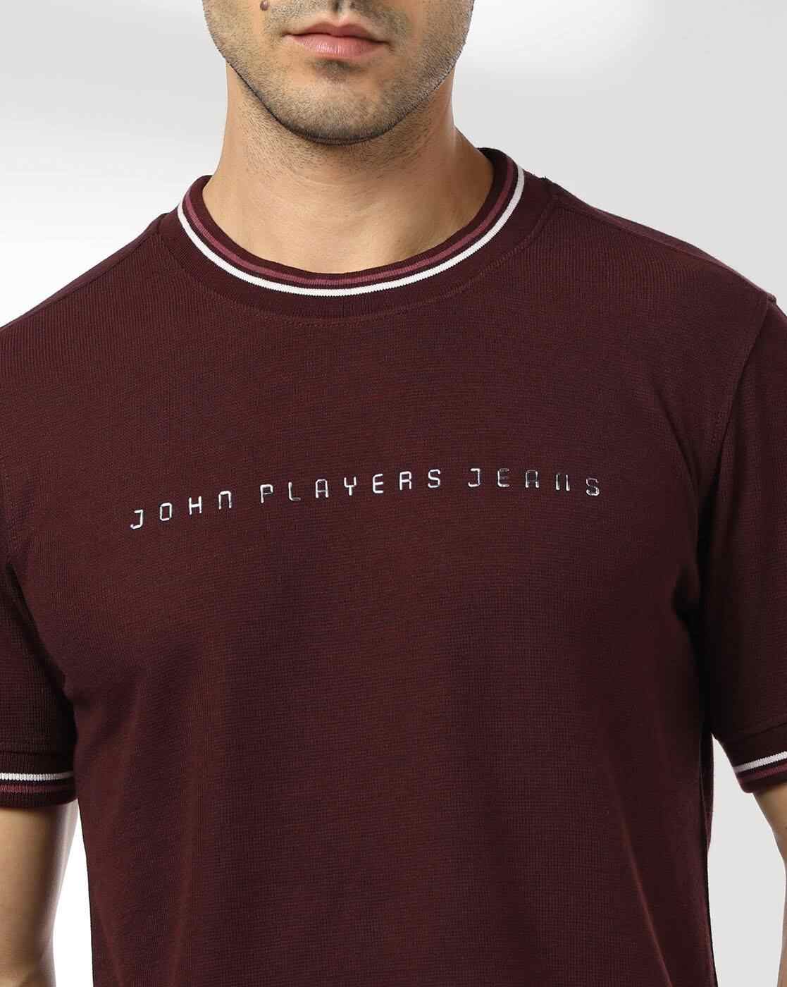 JOHN PLAYERS JEANS | Men Brand Print Slim Fit Crew-Neck T-Shirt|3