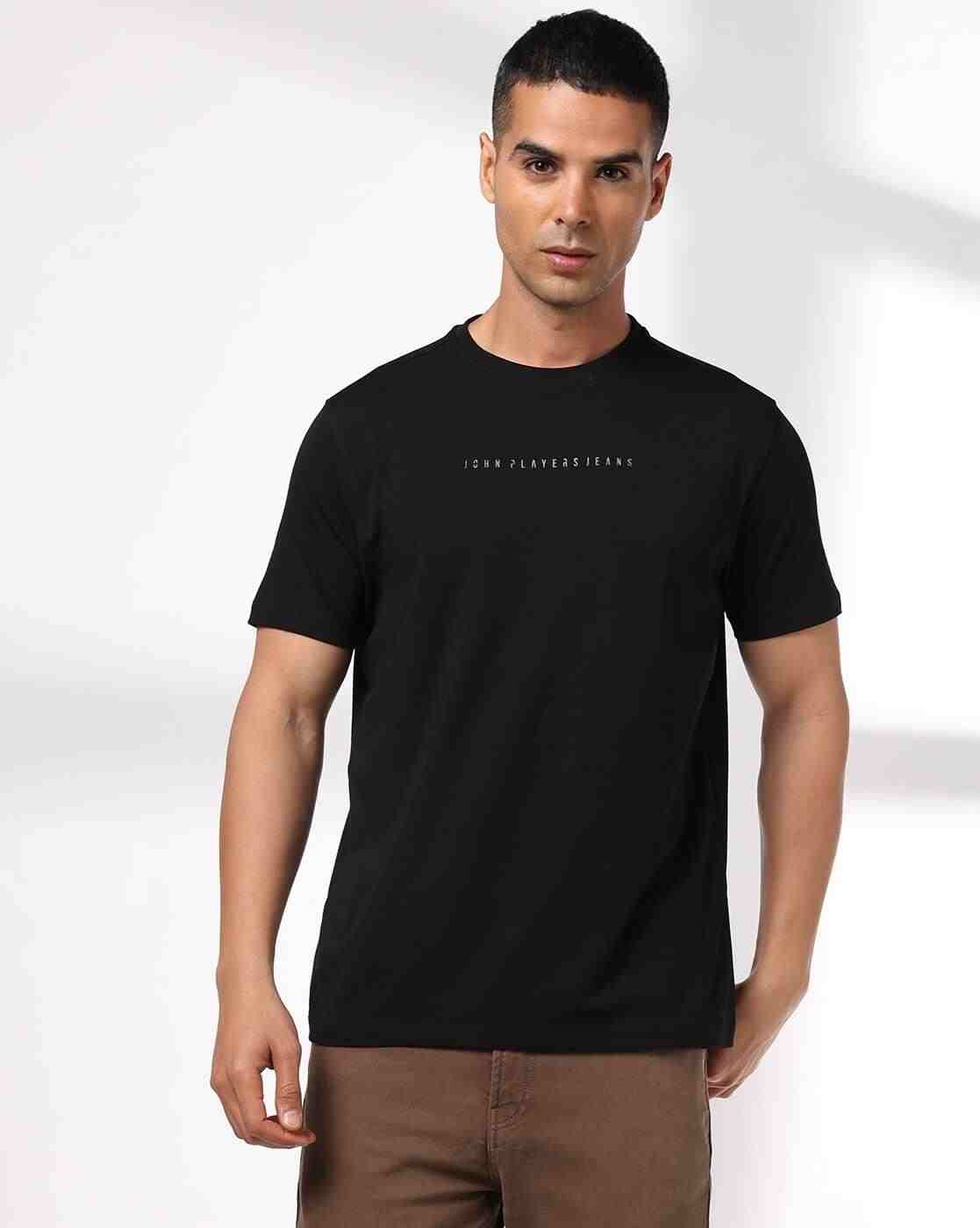 Men Slim Fit Crew-Neck T-Shirt with Logo Print