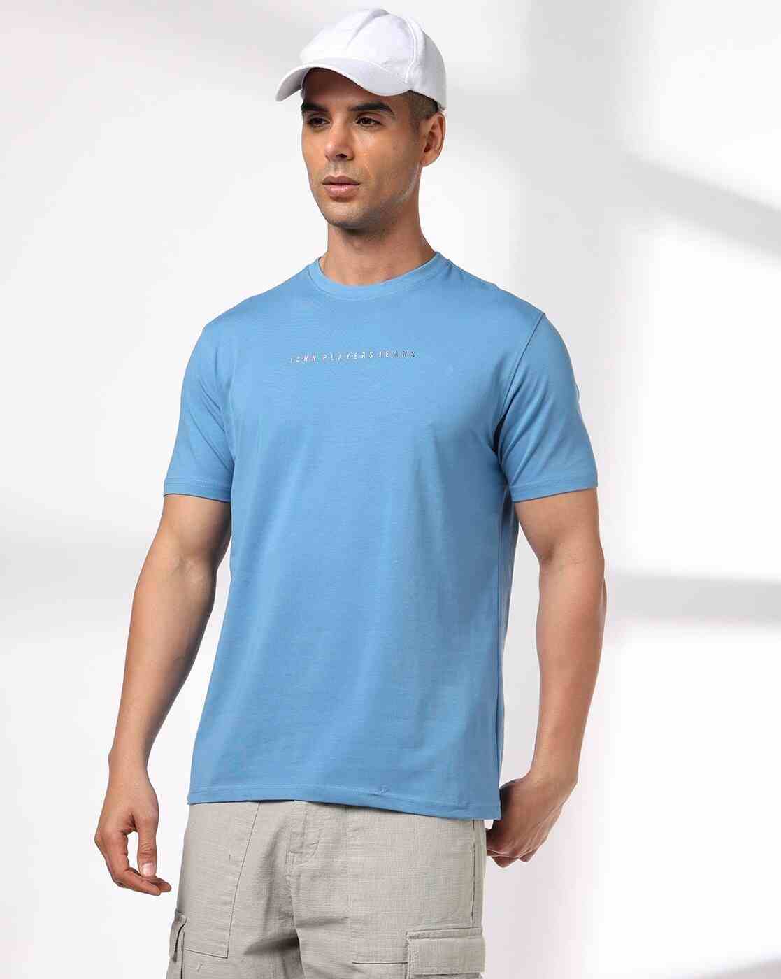 Men Slim Fit Crew-Neck T-Shirt with Logo Print