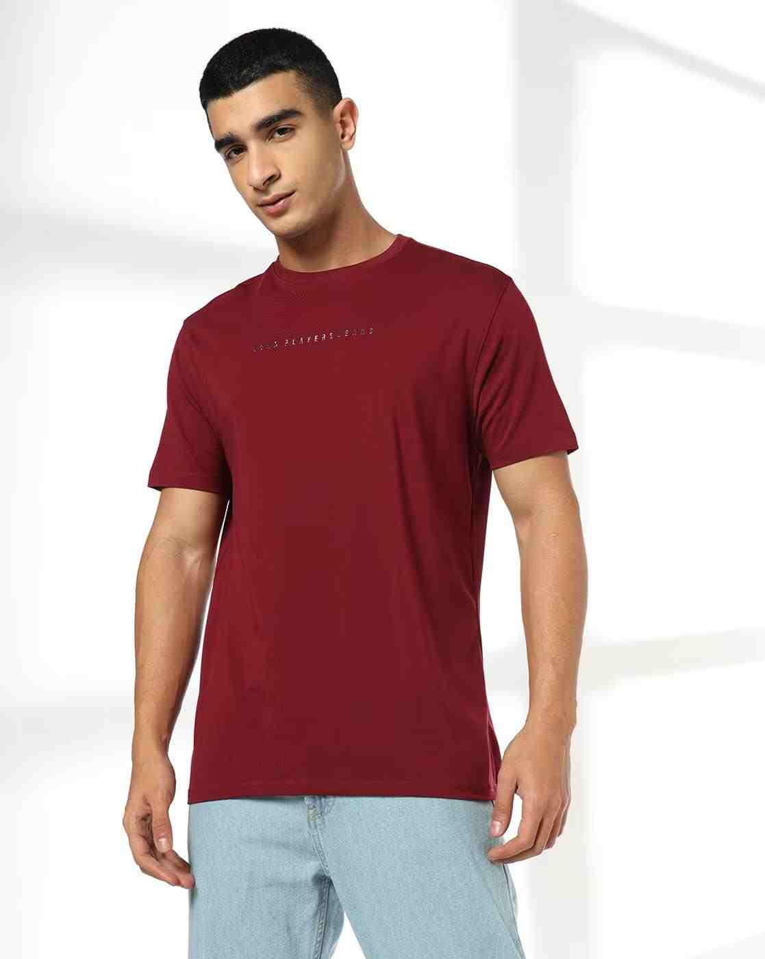 Men Slim Fit Crew-Neck T-Shirt with Logo Print