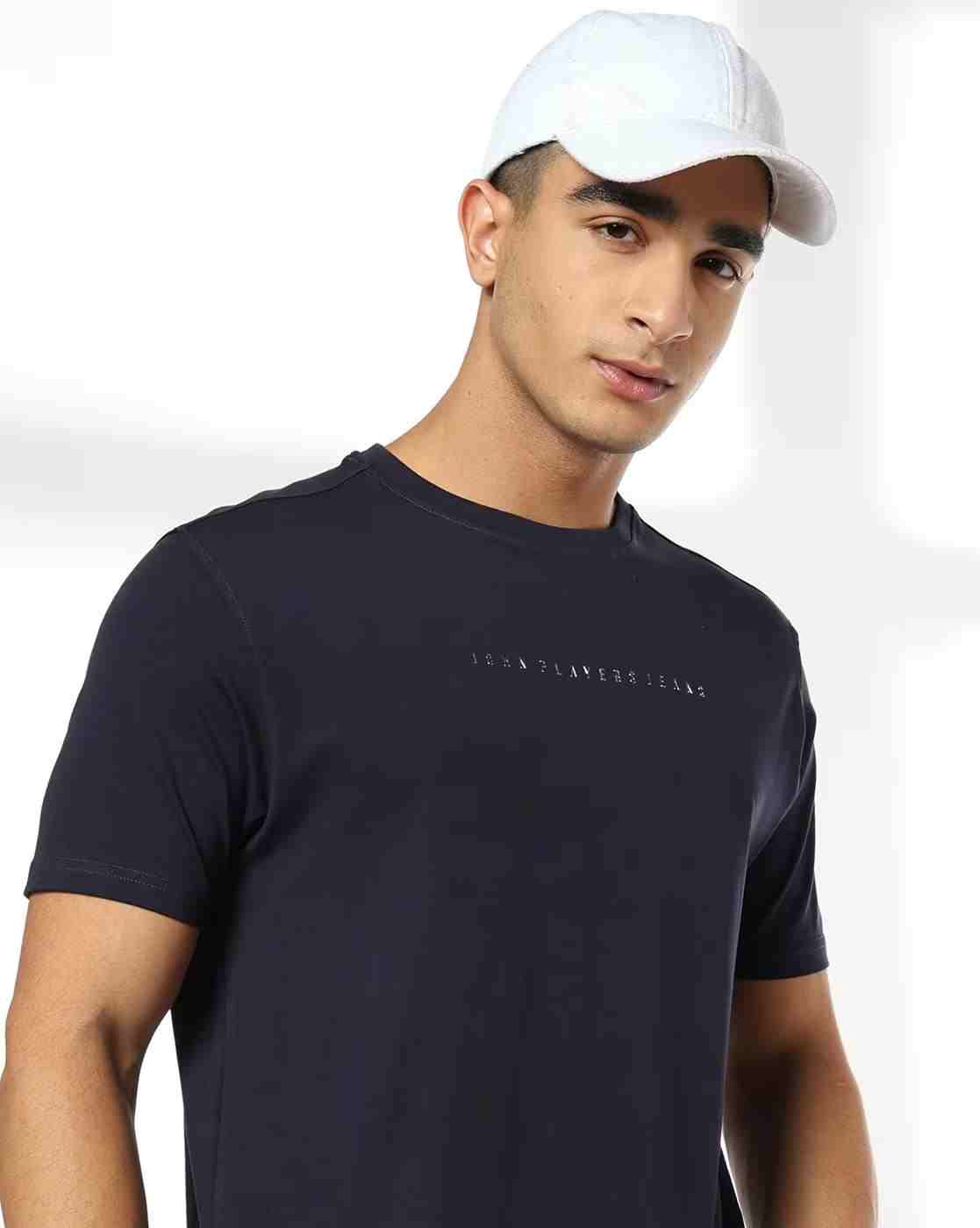 Men Slim Fit Crew-Neck T-Shirt with Logo Print