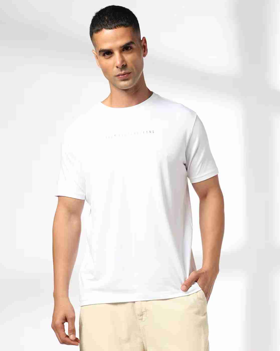 Men Slim Fit Crew-Neck T-Shirt with Logo Print