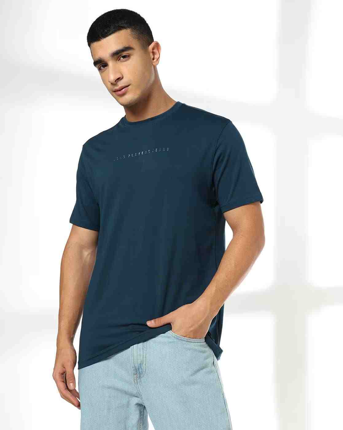 Men Slim Fit Crew-Neck T-Shirt with Logo Print