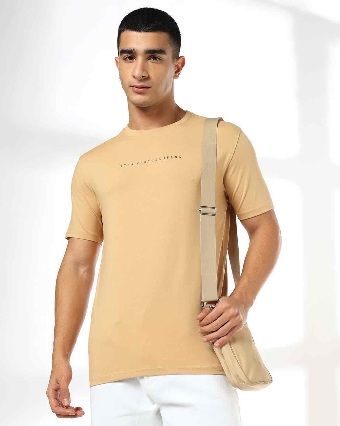 JOHN PLAYERS JEANS | Men Slim Fit Crew-Neck T-Shirt with Logo Print|0