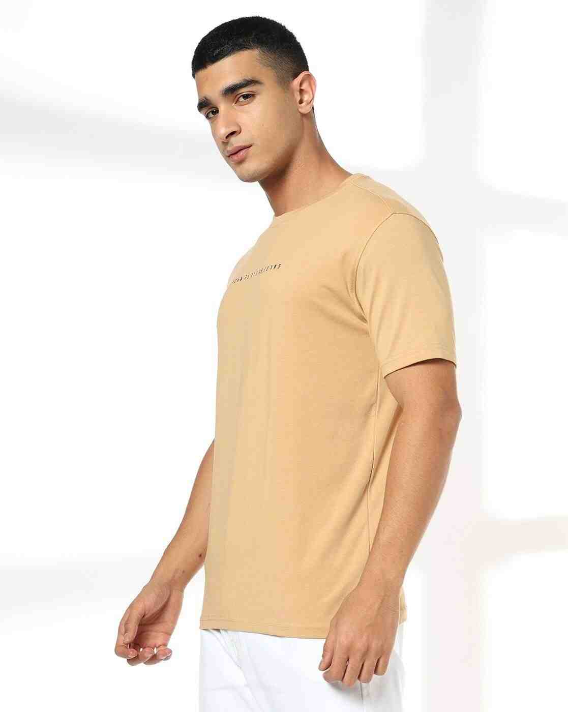 JOHN PLAYERS JEANS | Men Slim Fit Crew-Neck T-Shirt with Logo Print|1