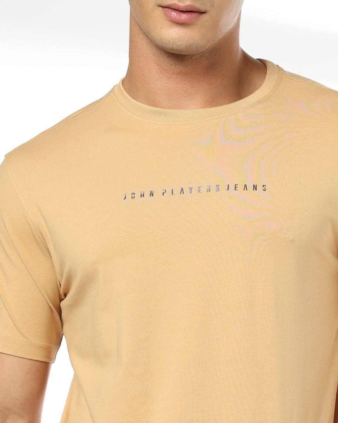 JOHN PLAYERS JEANS | Men Slim Fit Crew-Neck T-Shirt with Logo Print|4