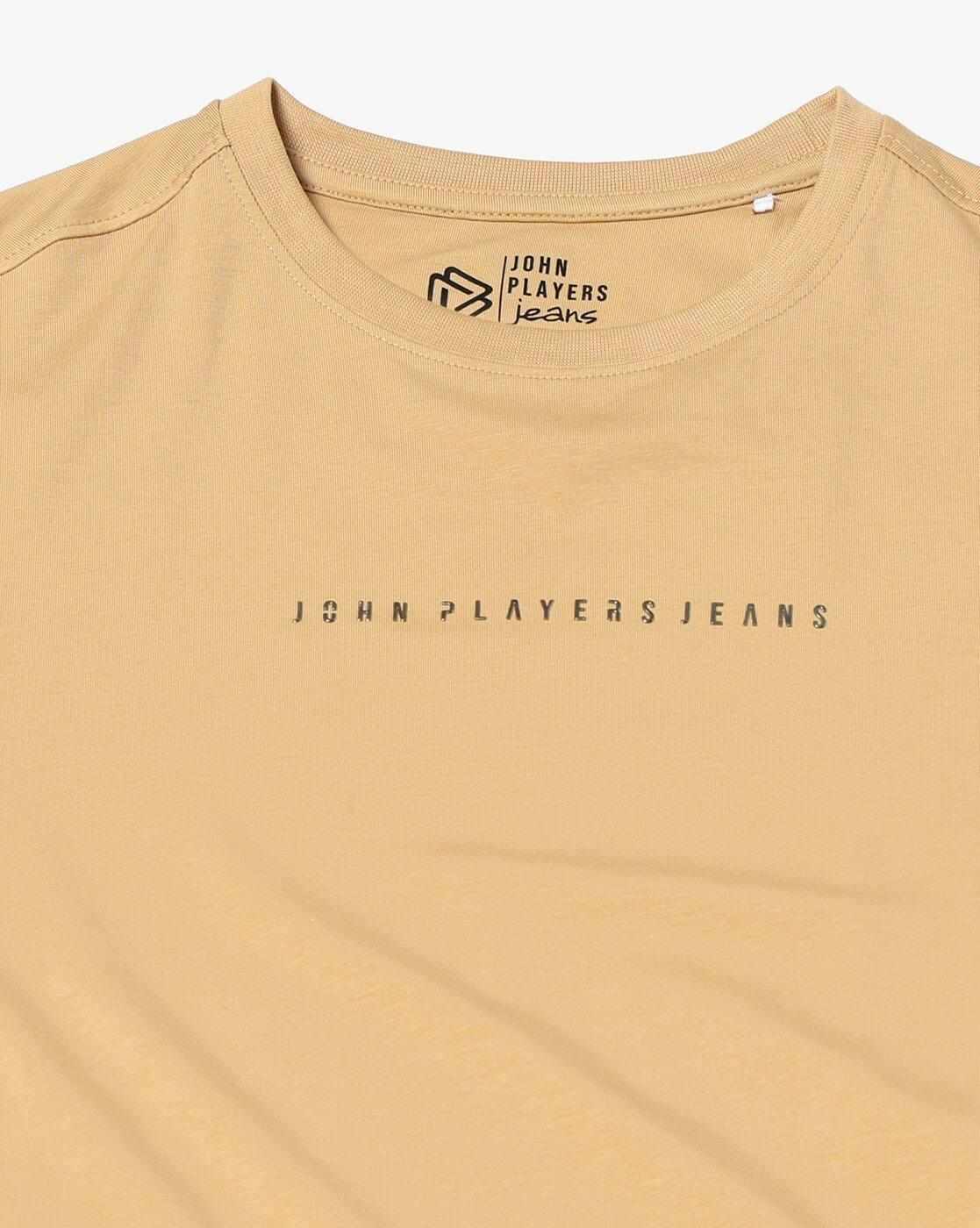 JOHN PLAYERS JEANS | Men Slim Fit Crew-Neck T-Shirt with Logo Print|5