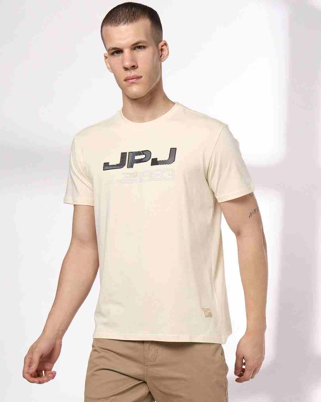 JOHN PLAYERS JEANS | Men Slim Fit Crew-Neck T-Shirt with Logo Print|0